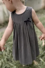 Robe sans manches en velours gris 0-7 ans