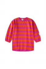 Striped Knitted Tunic, Ages 4-12, Orange/Fuchsia