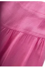 Korsajlı Büzgülü Keten Pantolon 2-7 Yaş Pembe