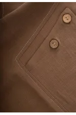 Kontrast Dikişli Keten Bluz 2-7 Yaş Caramel