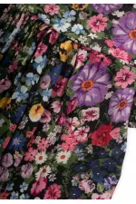 Desenli Dökümlü Elbise 1-8 Yaş Siyah