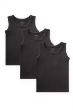 Üçlü Geniş Askılı Atlet Set 2-9 yaş Siyah