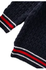 Pull à col en V en maille torsadée, 2-9 ans, bleu marine