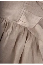 Yanları Bağcıklı Keten elbise 2-7 Yaş Naturel