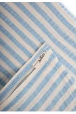 Couverture naturelle 90x100cm bleue à rayures épaisses