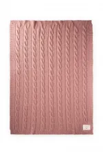Couverture tricotée en maille 80 x 100 cm (+/- 5 cm) Rose poudré