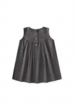 Robe sans manches en velours gris 0-7 ans