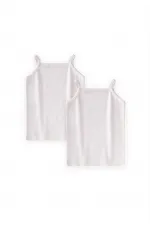 Two-Piece Strappy Girls' Tank Top, Ages 2-11, Ecru