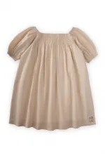 Sıra Lastikli Elbise 2-7 Yaş Ekru