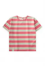 Striped Girl T-Shirt 2-10 Years Old Pink Green Striped