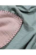 Muslin Double-Sided Handmade Baby Blanket (Washed) 100X100 cm Mint Powder