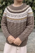 Desenli Triko Kazak 2-8 Yaş Vizon