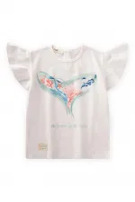 Okyanus Temalı T-Shırt 2-8 Yaş Kırık Beyaz