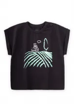 T-shirt noir imprimé tracteur pour enfants de 1 à 5 ans