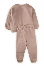 Basic Karyoka Detaylı Sweatshirt Takım 3-8 Yaş Bej
