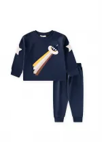Ensemble pyjama à motifs d'engins spatiaux, 2-8 ans, bleu marine