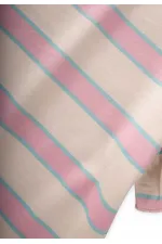 Çizgili Bağlamalı Kız T-Shırt 3-10 Yaş Pudra Mavi Çizgili