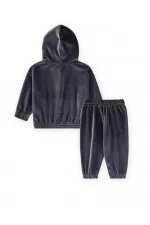 Ensemble sweat-shirt à capuche en velours, tailles 2 à 8 ans, gris