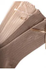 İkili Fiyoklu Soket Çorap 3-10 Yaş Kum - Vizon