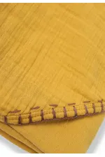 Serviette triangulaire en mousseline double épaisseur faite main (lavée) 75 x 75 cm Jaune moutarde