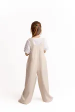 Robe Fully Embroidered Linen Overalls 2-7 Years Natural