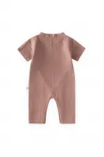 Organic Kruvaze Müslin Tulum 0-9 Ay Açık Kahve