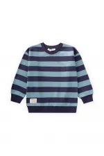 Pull rayé en maille, 2-12 ans, menthe et bleu marine