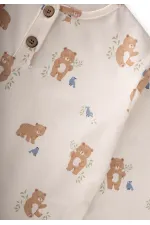 Animal Desenli Pijama Takım 1-5 Yaş Ekru