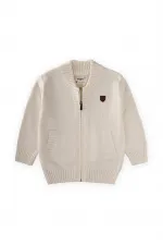 Triko Cepli Hırka 2-11 Yaş Ekru