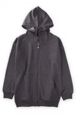 Garson Kapşonlu Fermuarlı Hırka 9-13 Yaş Antrasit