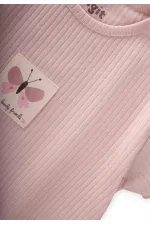 Fitilli Şortlu Takım 1-7 Yaş Pudra Pembe Fitilli Şortlu Takım 1-7 Yaş Pudra Pembe