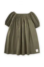Sıra Lastikli Elbise 2-7 Yaş Haki Yeşil
