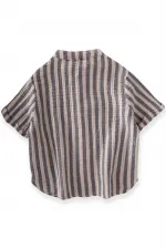 Chemise en mousseline rayée bleu marine, 2-10 ans