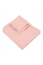 Couverture bébé en coton tissé à motifs (lavée) 93 x 100 cm +/- 3 cm Rose poudré