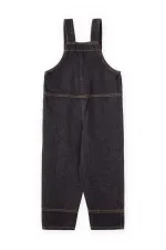 Salopette en jean avec poches latérales pour enfants de 2 à 7 ans, noire