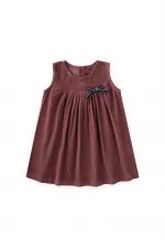 Kadife Jile Elbise 0-7 Yaş Bordo