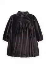 Shiny Velvet Dress for 2-8 Years Old with Black Pattern