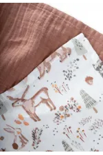 Lot de deux bavoirs en mousseline, 25 x 25 cm, couleur café, motif animal.