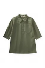 Robe en gabardine teinte, vert kaki, 2-7 ans