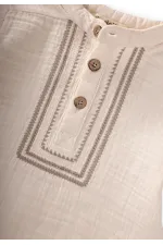 Organic Embroidered Muslin Set, Ages 1-10, Natural