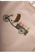 Hedgehog Printed Sweatshirt Set for 0-5 Years Old Beige