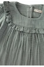 Robası Fırfırlı Mevsimlik Müslin Elbise 2-9 Yaş Çağla Yeşil