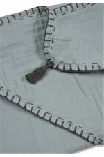 Serviette triangulaire en mousseline double épaisseur faite main (lavée) 75 x 75 cm Vert menthe