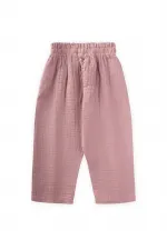 Organic Wide Cut Muslin Trousers with Ruffle Waist, 1-8 Years Copper Organic Wide Cut Muslin Trousers with Ruffle Waist, 1-8 Years Copper