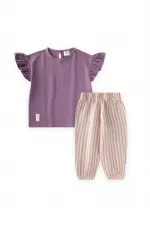 Ensemble pantalon et t-shirt en mousseline, 2-10 ans, violet