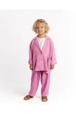 Keten Blazer Ceket 2-7 Yaş Pembe