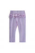 Collants côtelés à volants au dos, 0-3 ans, lilas