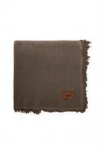 Couvre-lit en mousseline quatre épaisseurs 200 x 220 cm beige clair