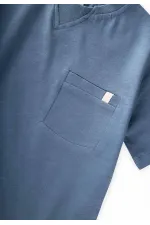 T-shirt à col travaillé, 2-12 ans, bleu indigo