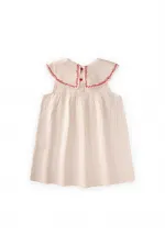 Muslin Embroidered Dress, Ages 2-5, Natural Color